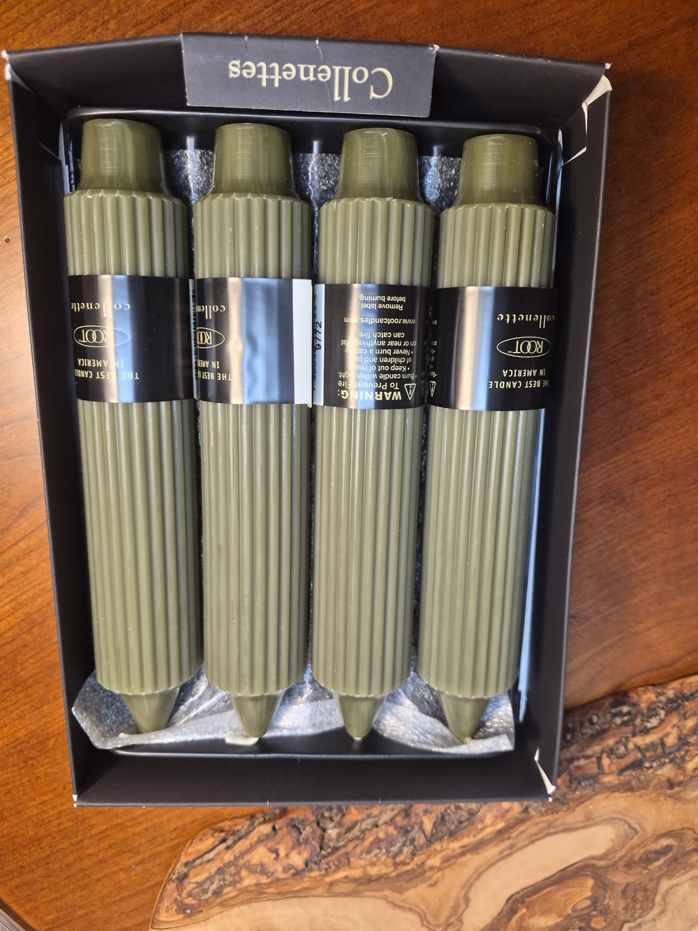 Roots Olived  Premium Collenette Candles Gift Box 7in‎ Tall